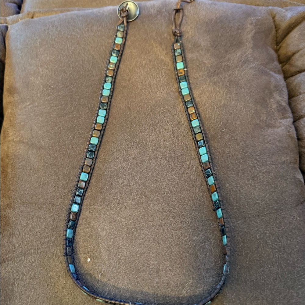 Turquoise and Brown Beaded wrap bracelet